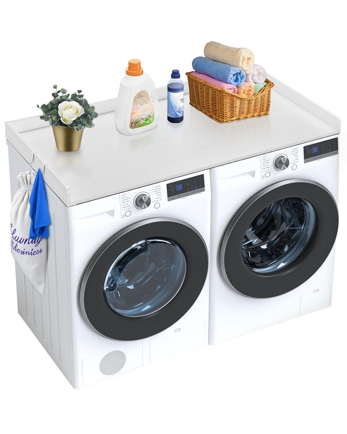 VEVOR Washer Dryer Countertop 54" x 27" Wooden Washer and Dryer Topper White