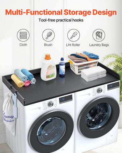 VEVOR Washer Dryer Countertop 54" x 27" Wooden Washer and Dryer Topper Black