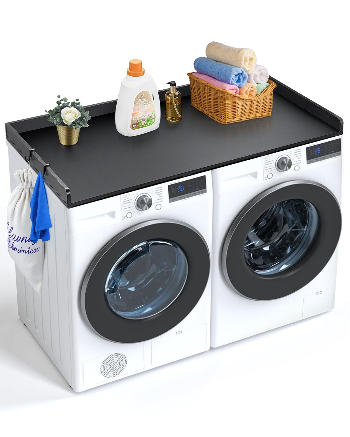 VEVOR Washer Dryer Countertop 54" x 27" Wooden Washer and Dryer Topper Black