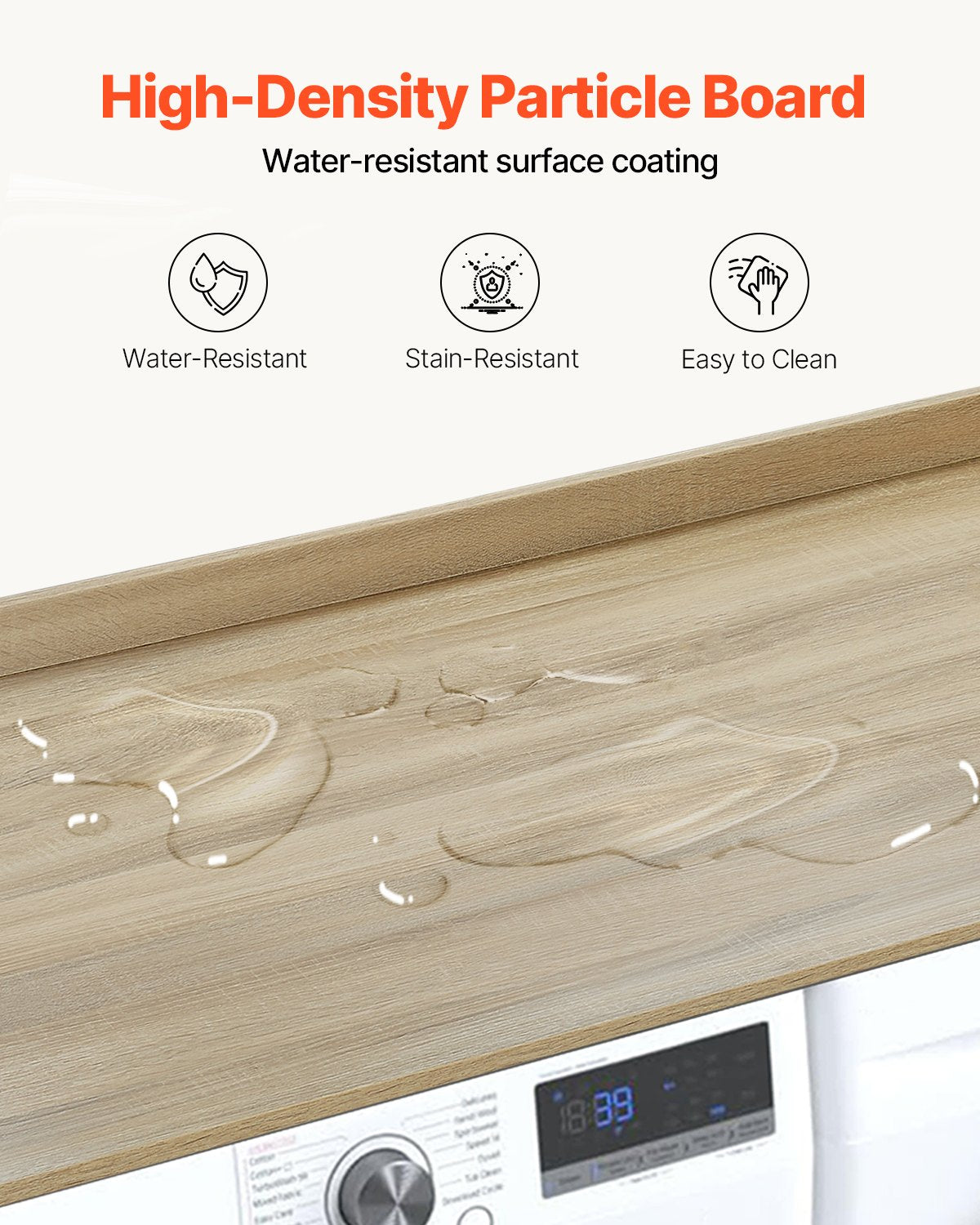 VEVOR Washer Dryer Countertop 54" x 27" Wooden Washer and Dryer Topper Oak