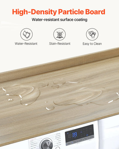 VEVOR Washer Dryer Countertop 54" x 27" Wooden Washer and Dryer Topper Oak