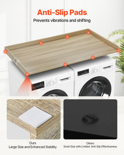 VEVOR Washer Dryer Countertop 54" x 27" Wooden Washer and Dryer Topper Oak