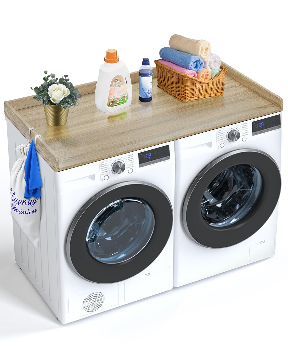 VEVOR Washer Dryer Countertop 54" x 27" Wooden Washer and Dryer Topper Oak
