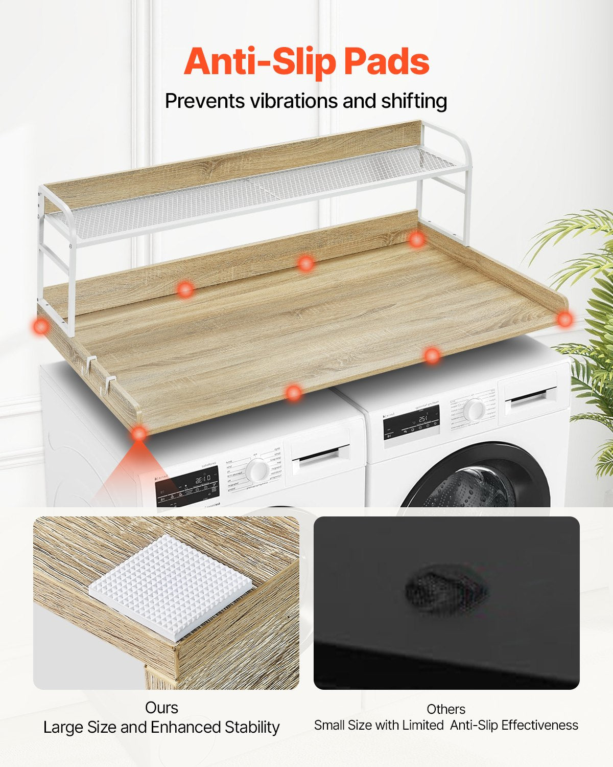 VEVOR Washer Dryer Countertop with Shelf 54"x27" Wooden Washer Dryer Cover Oak