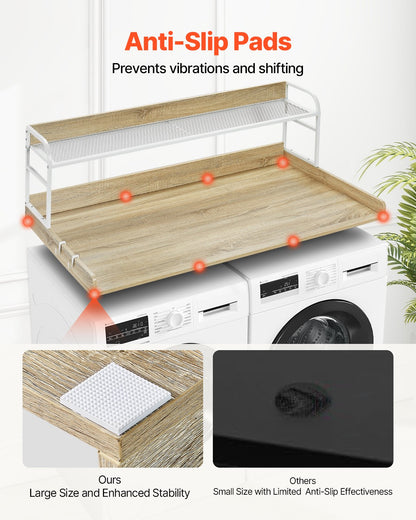 VEVOR Washer Dryer Countertop with Shelf 54"x27" Wooden Washer Dryer Cover Oak