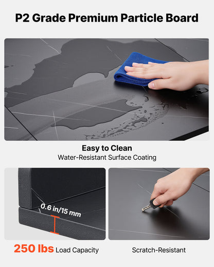 Washer Dryer Countertop, 137 x 69.9 cm Marble Washer and Dryer Topper with Edge & Hooks, Water-Resistant Laundry Machine Topper for Laundry Closet Pantry Counter Organization and Storage, Black