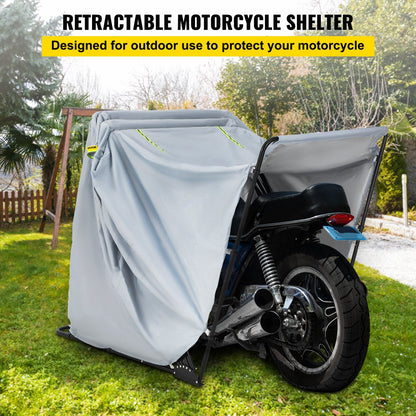 Heavy Duty Waterproof Motorcycle Shelter Tent, 280x105x162 cm, Grey