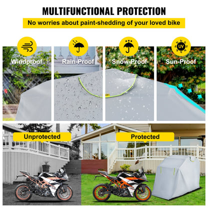 VEVOR Motorcycle Shelter, Waterproof Motorcycle Cover, Heavy Duty Motorcycle Shelter