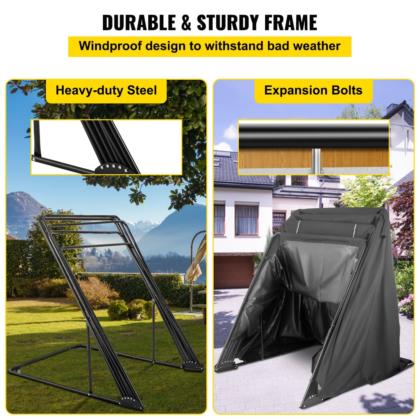 VEVOR Motorcycle Shelter Motorcycle Cover Waterproof Storage Cover Tent w/ Lock