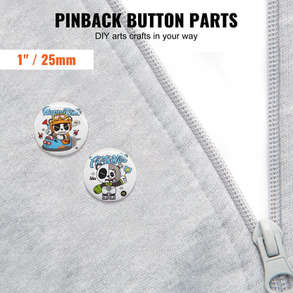 1 Meter Button Badge Parts for Maker Machine - 500 Sets, Metal & Plastic