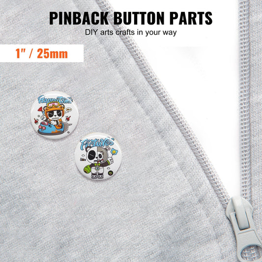 1 Meter Button Badge Parts for Maker Machine - 500 Sets, Metal & Plastic