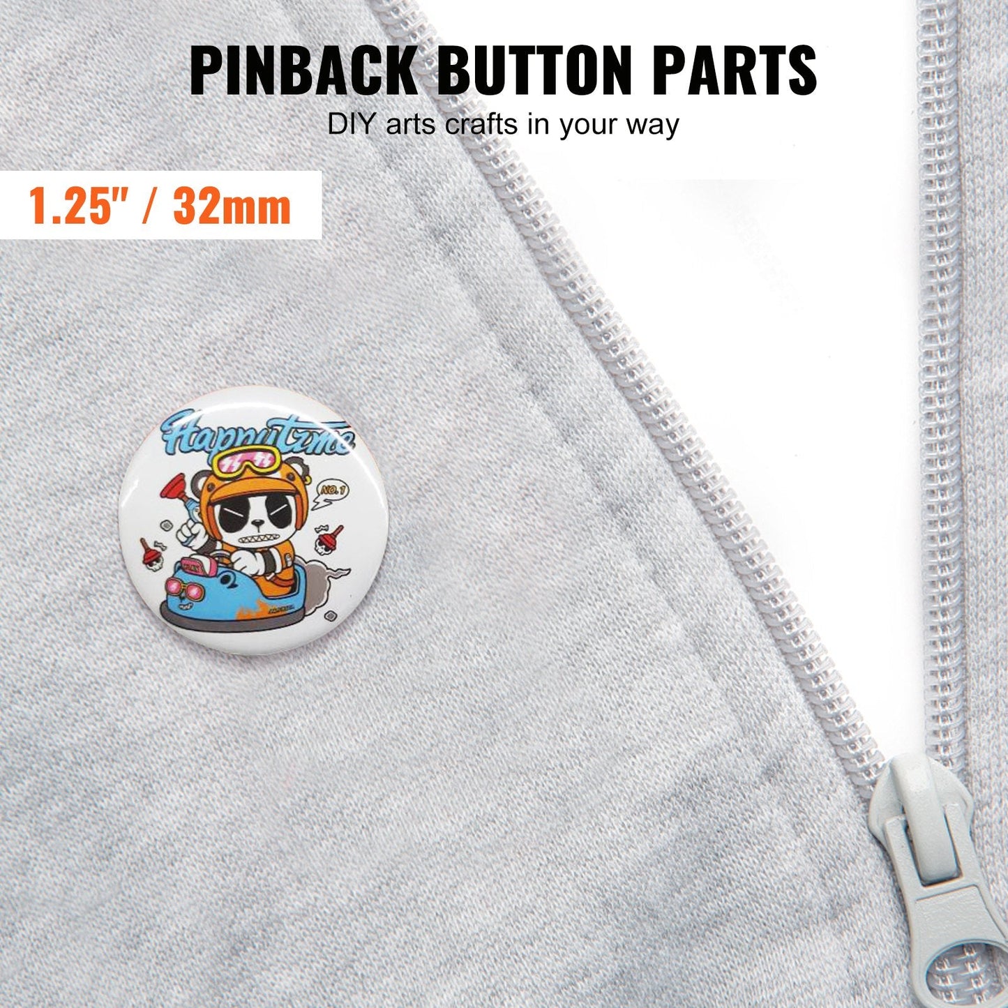 32mm Button Badge Parts for Maker Machine - 500 Sets with Metal & Plastic Components