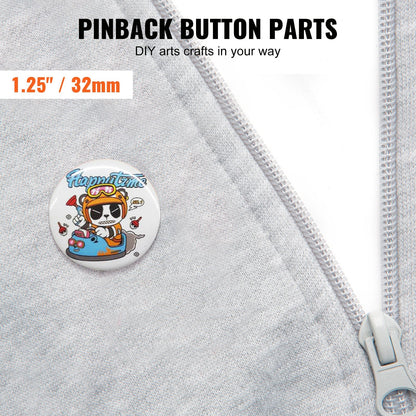 32mm Button Badge Parts for Maker Machine - 500 Sets with Metal & Plastic Components