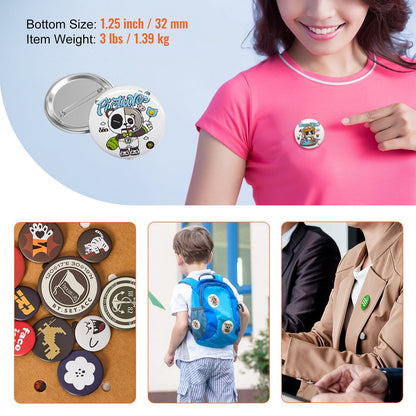 32mm Button Badge Parts for Maker Machine - 500 Sets with Metal & Plastic Components