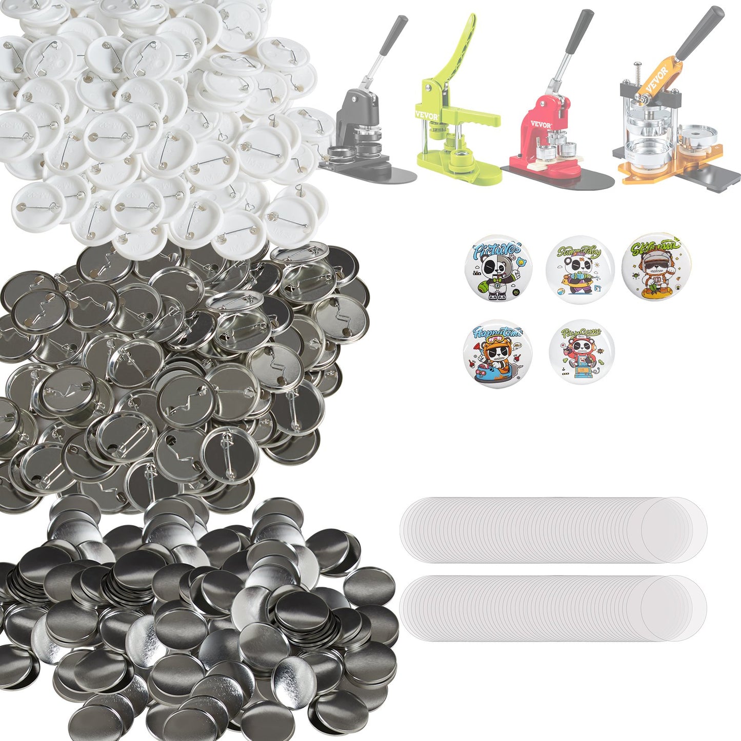 VEVOR 1.25" 32mm Button Badge Parts Supplies for Button Maker Machine 500 Sets