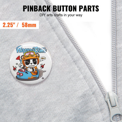 58mm Button Badge Parts for Maker Machine, 500 Sets, Metal & Plastic