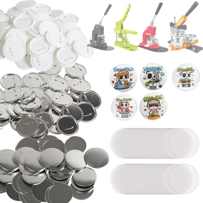 75mm Button Badge Maker Parts Kit, 200 Sets with Metal & Plastic Components