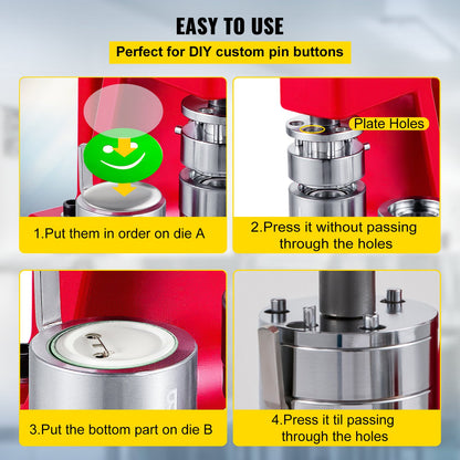 VEVOR Button Maker 1 inch Button Badge Maker 25mm Pins Punch Press Machine 499 pcs