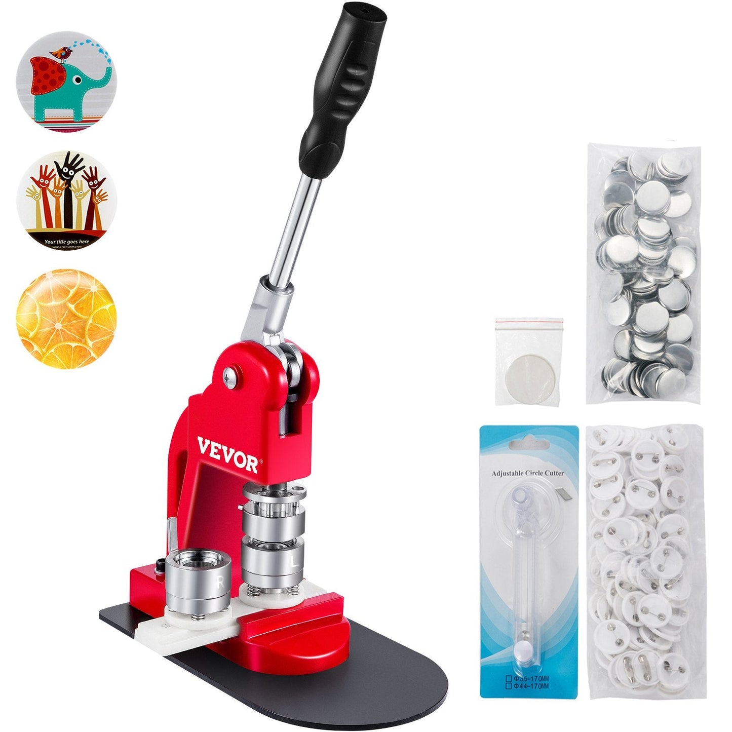 25mm Button Badge Maker Machine with 500 Pins & Circle Cutter, Manual Press