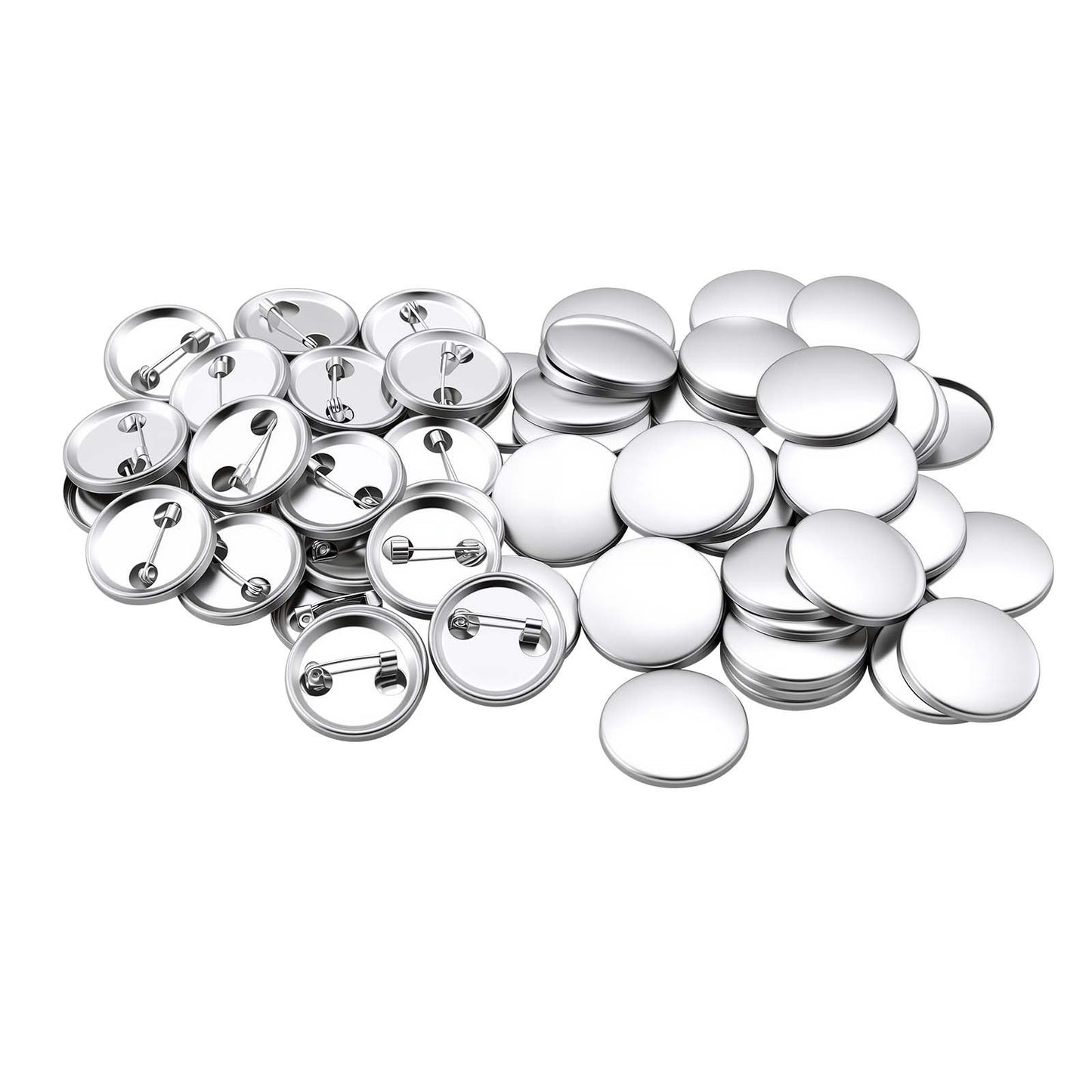 Button Maker Supplies 200 Sets 0.98 in / 25 mm Pin Back Button Parts, with Metal Backs, Metal Shells, Clear Mylar Films, and Blank Circle Papers, for Home DIY, School Events, and Custom Studio