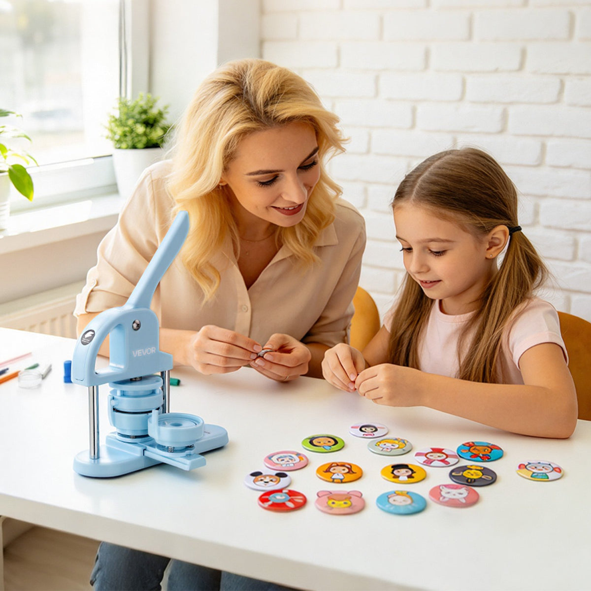 Button Maker Supplies 50 Sets 1.26 in / 32 mm Refrigerator Magnets, Button Parts with Magnetic Backs, Metal Shells, Clear Mylar Films, and Blank Circle Papers, for Home DIY and Kitchen Decor