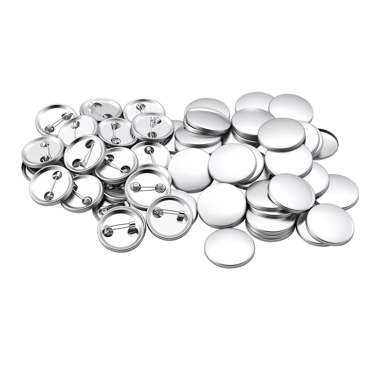 Button Maker Supplies 200 Sets 2.28 in / 58 mm Pin Back Button Parts, with Metal Backs, Metal Shells, Clear Mylar Films, and Blank Circle Papers, for Home DIY, School Events, and Custom Studio