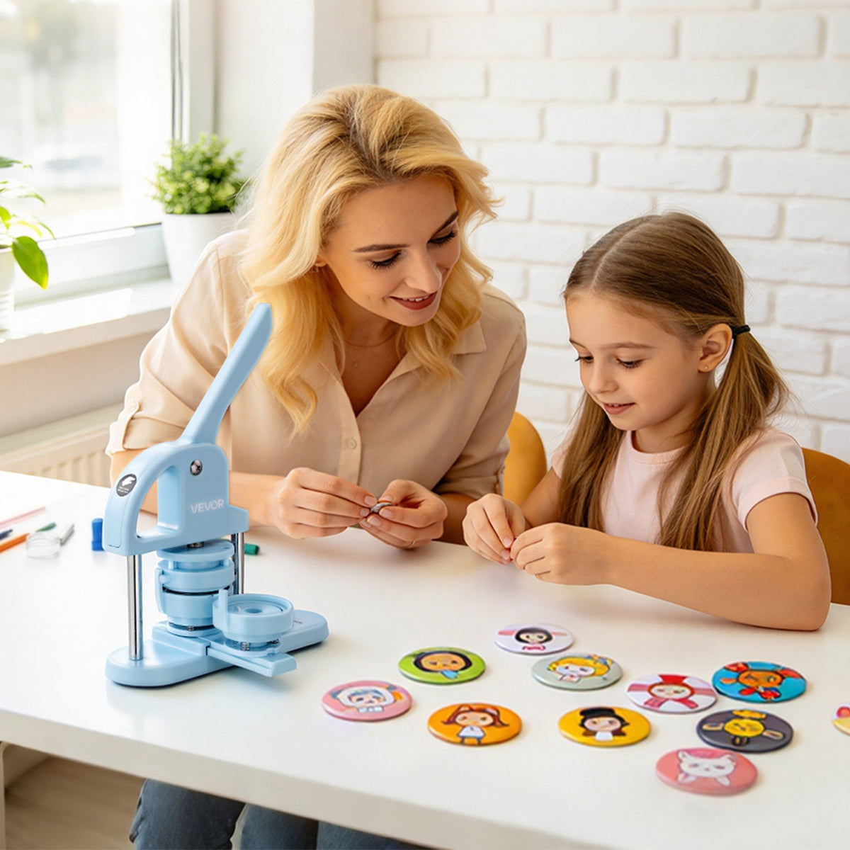 Button Maker Supplies 50 Sets 2.28 in / 58 mm Magnet Button Parts, with Magnetic and Bottle Opener Backs, Metal Shells, Clear Mylar Films, and Blank Circle Papers, for Home DIY, Kitchen Decor