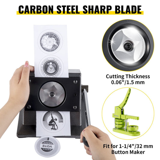 32mm Round Button Maker with Graphic Punch Die Cuts for Paper Scrapbooking