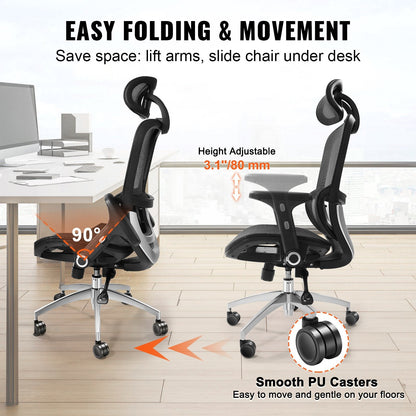Ergonomic High Back Mesh Office Chair with Adjustable Lumbar & Head Support