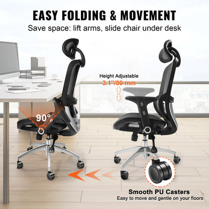 VEVOR Mesh Office Chair, Adjustable High Back Desk Chair with Mesh Seat, Angle and