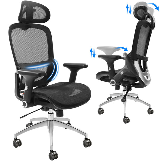 VEVOR Mesh Office Chair, Adjustable High Back Desk Chair with Mesh Seat, Angle and