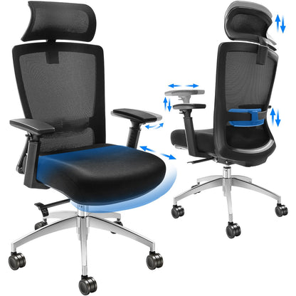Ergonomic Mesh Office Chair with Adjustable Seat, Back, and Lumbar Support