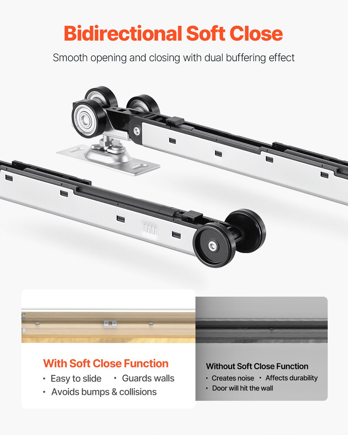 Pocket Door Frame Kit, for 610-914mm Wide 2134mm High Door, Pocket Door Kit with Two-Way Soft Close Mechanism, Slide Smoothly Quietly, Easy to Install, Premium Galvanized Steel, for Living Room