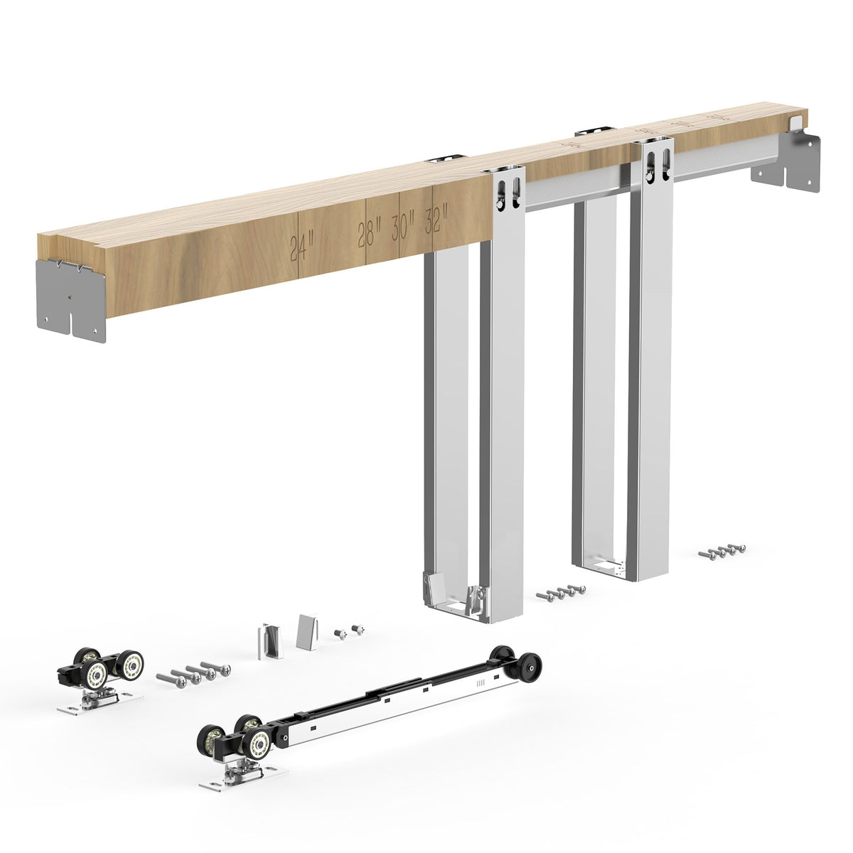 Pocket Door Frame Kit, for 610-914mm Wide 2134mm High Door, Pocket Door Kit with Two-Way Soft Close Mechanism, Slide Smoothly Quietly, Easy to Install, Premium Galvanized Steel, for Living Room