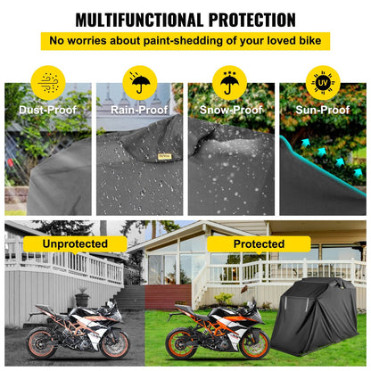 Durable Motorcycle Garage Shelter, Waterproof and UV-Protected, 2.7x1.05x1.55m