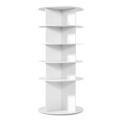 5 Tiers Rotating Shoe Rack Tower, 360° Spinning Shoe Rack, Revolving Storage Round Carousel Display, Freestanding Lazy Susan Organizer Display for Bedroom, Living Room, Entryway, Closet, White