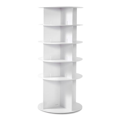 5 Tiers Rotating Shoe Rack Tower, 360° Spinning Shoe Rack, Revolving Storage Round Carousel Display, Freestanding Lazy Susan Organizer Display for Bedroom, Living Room, Entryway, Closet, White