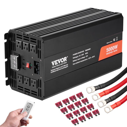 5000W DC 12V to AC 230V Inverter with LCD, USB & Remote Control