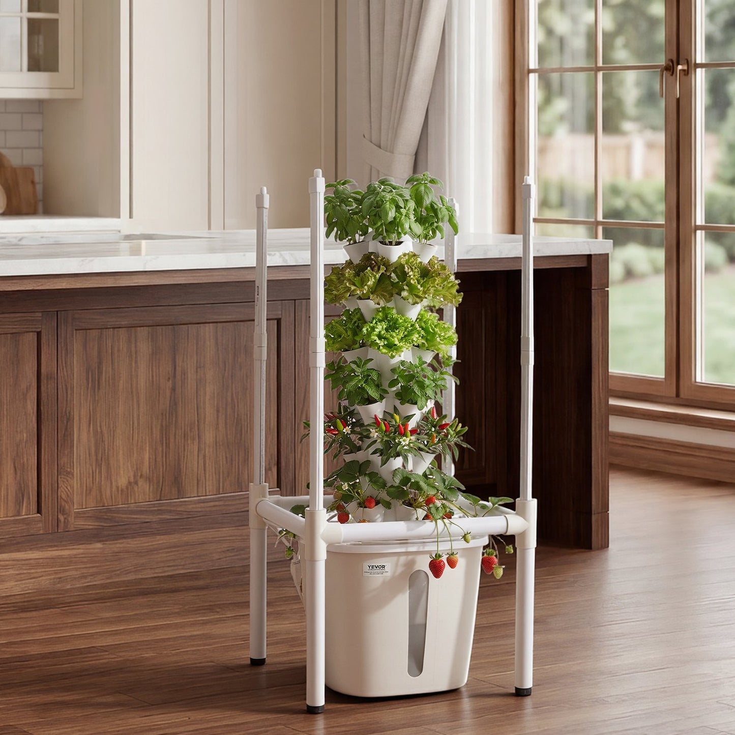 Hydroponic Tower, 30 Pods 6 Tiers Hydroponics Growing System Kit with LED Grow Light & App Control, Vertical Home Garden with 20L Water Tank & Pump, Planter for Indoor Herbs, Fruits, Vegetables