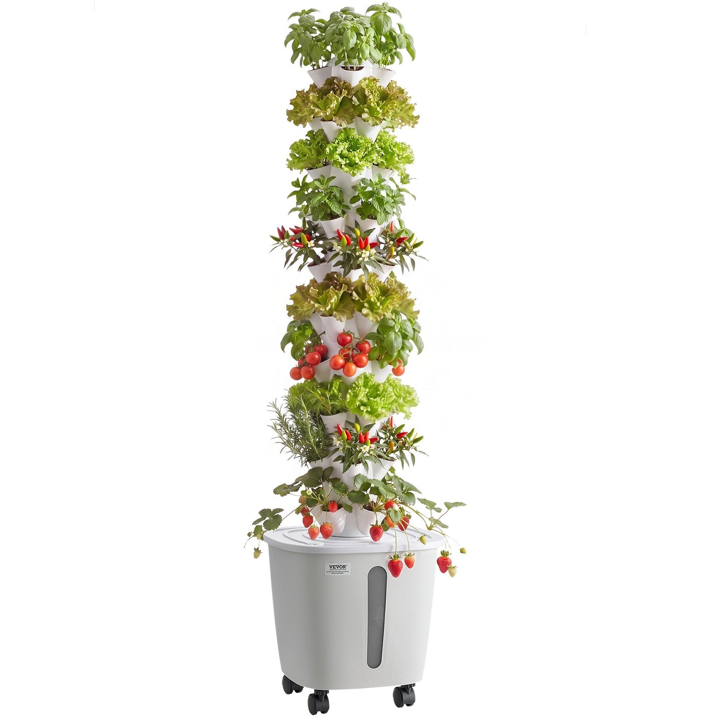 Hydroponic Tower, 50 Pods 10 Tiers Hydroponics Growing System Kit with App Control & Casters, Vertical Home Garden with 20L Water Tank & Pump, Planter for Indoor Herbs, Fruits and Vegetables