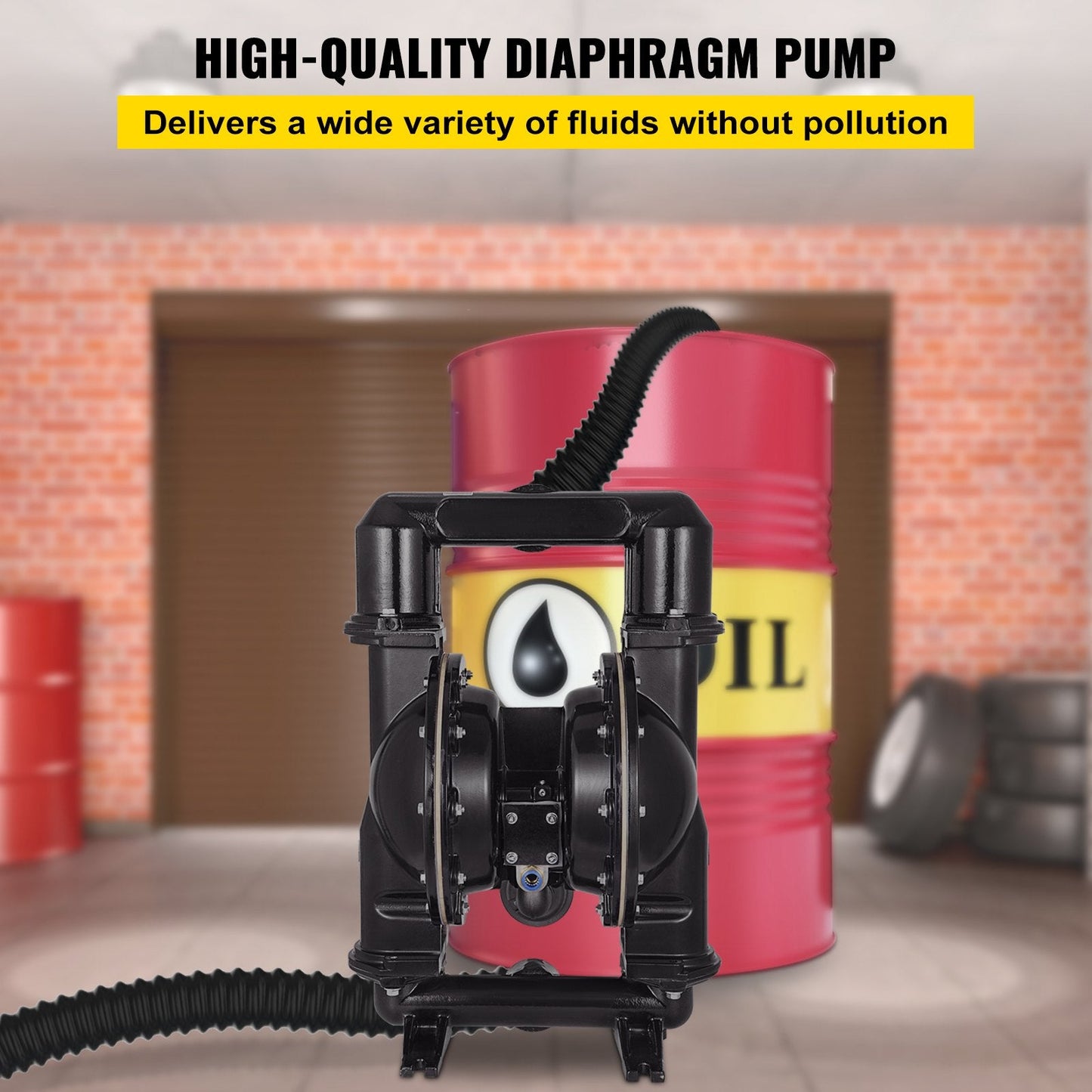 Air-Operated Double Diaphragm Pump, 2 m Inlet/Outlet, Aluminum, 75 GPM, 120 PSI