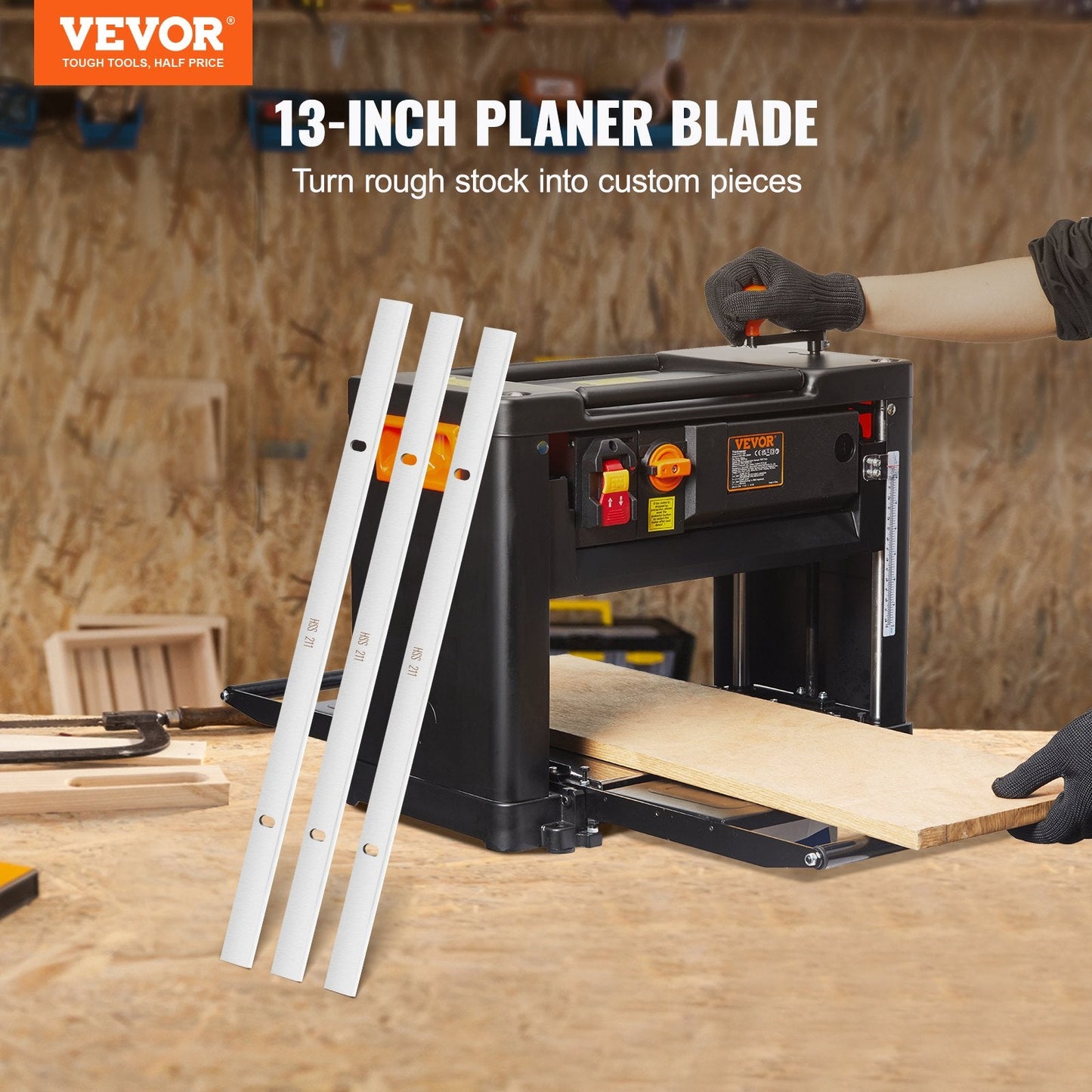 33.1 cm HSS Planer Blades for Carpentry, 3-Pack, High Compatibility