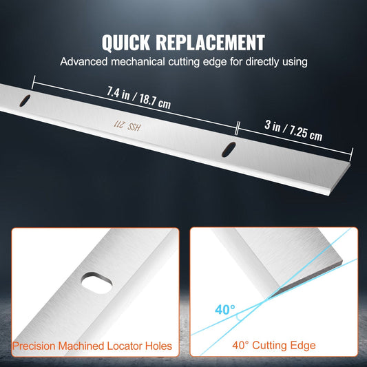 33.1 cm HSS Planer Blades for Carpentry, 3-Pack, High Compatibility