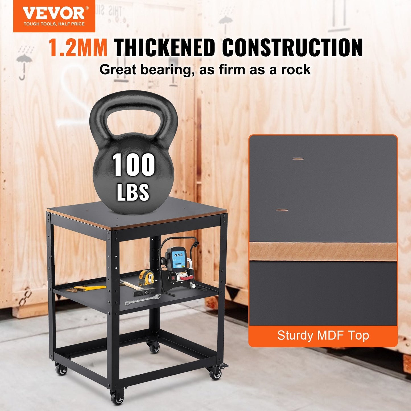 Heavy Duty Planer Stand with Adjustable Height and Storage, Supports 45 kg Load