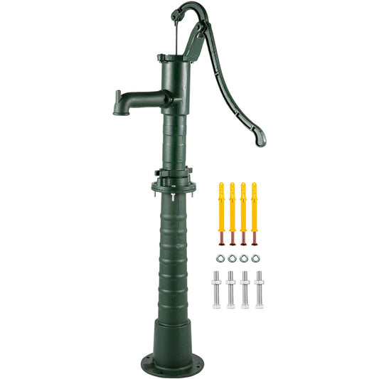 VEVOR Hand Water Pump w/ Stand Cast Iron Garden Deep Well Manual Suction Vintage