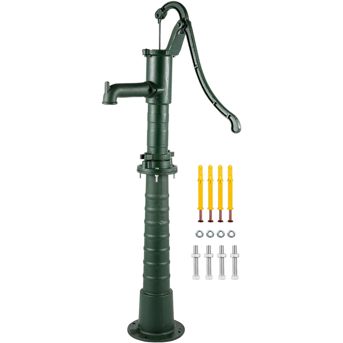 Cast Iron Deep Well Hand Pump with Stand, 6m Depth, Vintage Design, Green