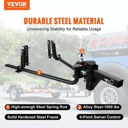 Heavy-Duty 453 kg Weight Distribution Hitch with 58.7 mm Ball and 50 mm Shank