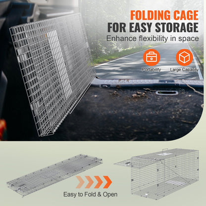 Humane Animal Cage Trap 1.07m x 0.41m x 0.46m for Cats and Squirrels