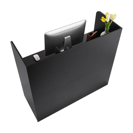 VEVOR Reception Desk Rectangular Front Counter Table 120 cm Black Office Table