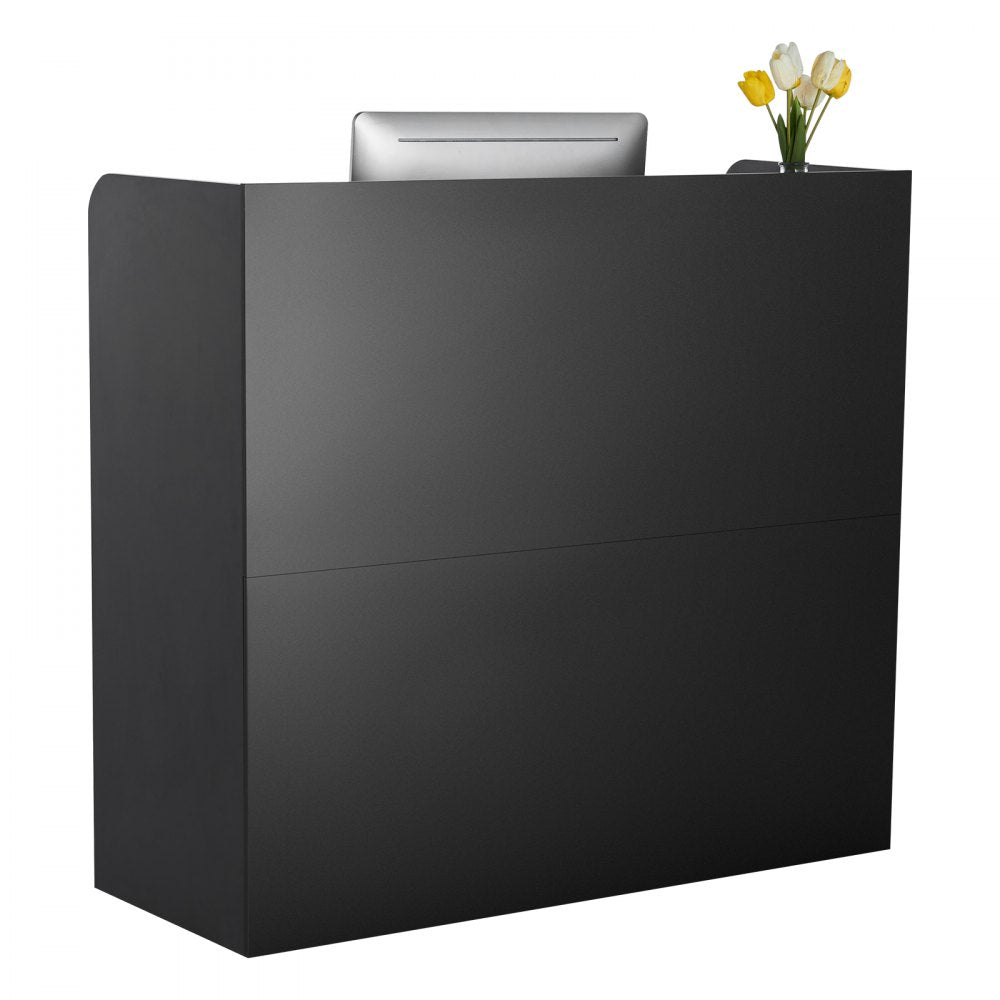 VEVOR Reception Desk Rectangular Front Counter Table 120 cm Black Office Table
